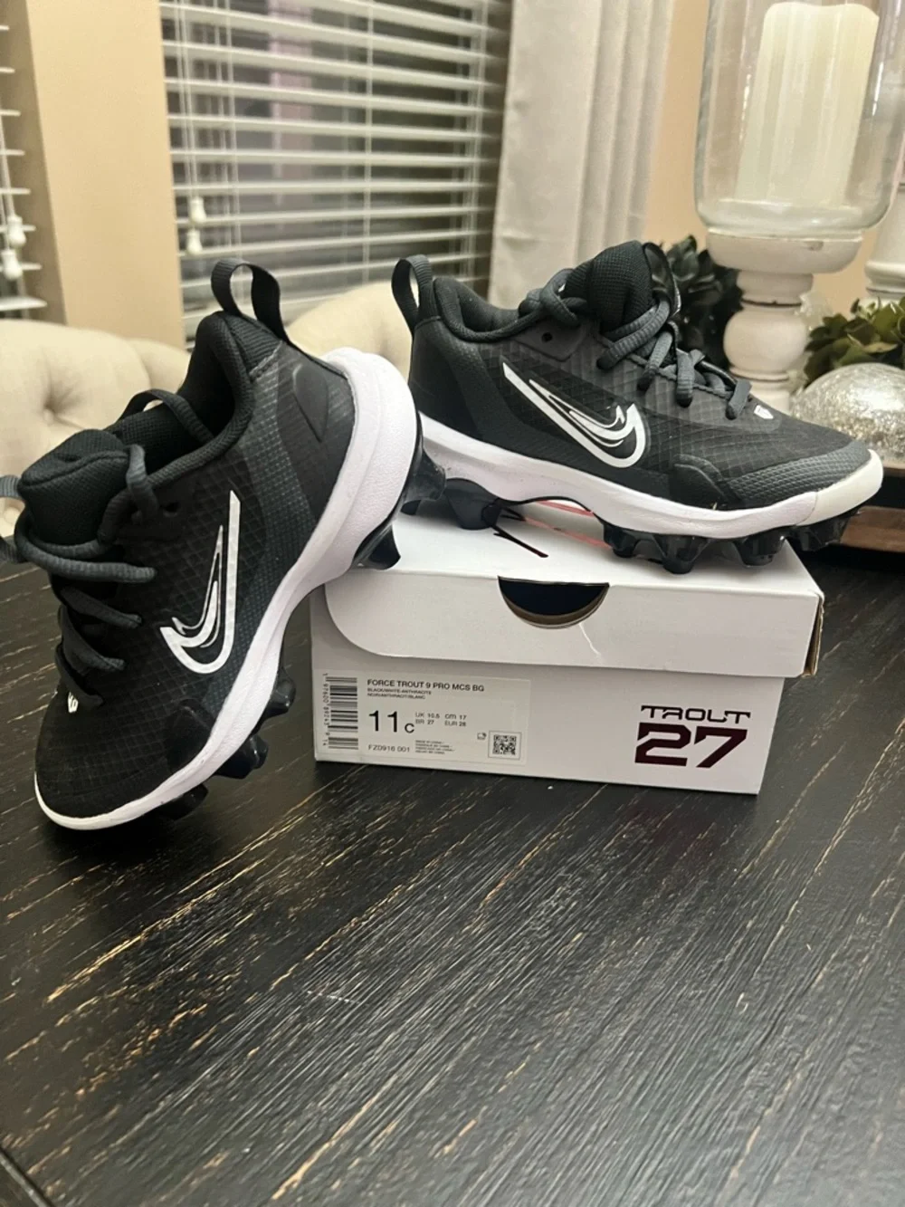 Nike Force Trout 9 Pro MCS BG Boys Sz 11 Baseball Cleats Black/White - Picture 1 of 15
